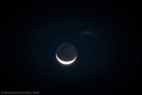 A sliver of a moon over Topsail Island, North Carolina