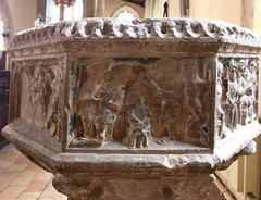 Blofield font: Christ is mocked and crowned with thorns (15th Century)