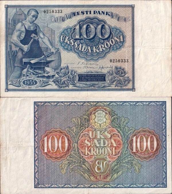 100 krooni Estónsko 1935 P66a VF