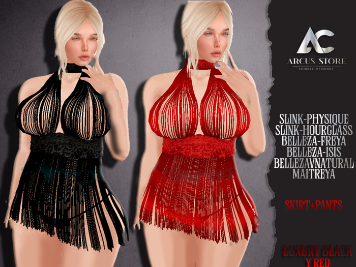 ::Arcus Hot Sexy Luxury Dress - Black y Red (Add Me)