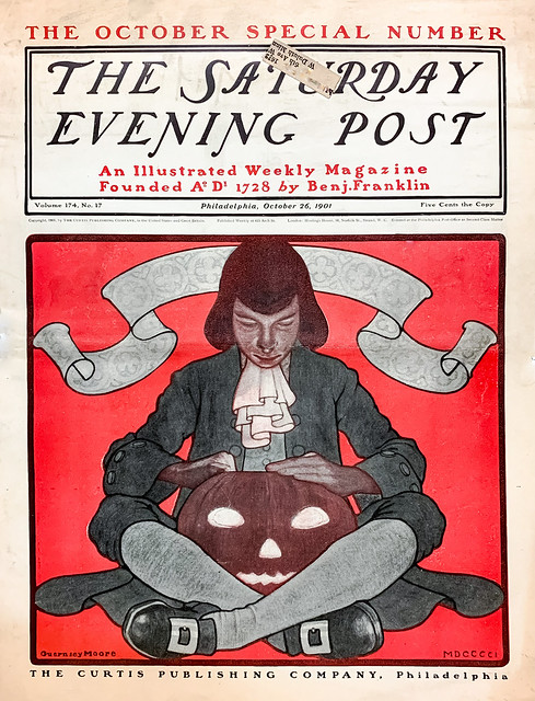 First “Saturday Evening Post” Halloween cover, October 26, 1901.  Art by Guernsey Moore.