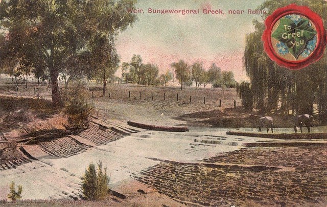 WEIR on BUNGEWORGORAI CREEK, near ROMA, QLD - early 1900s