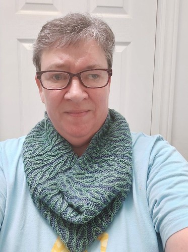 Sandi (sandima) finished her Hythe Cowl test knit for Wandering Star Knits.