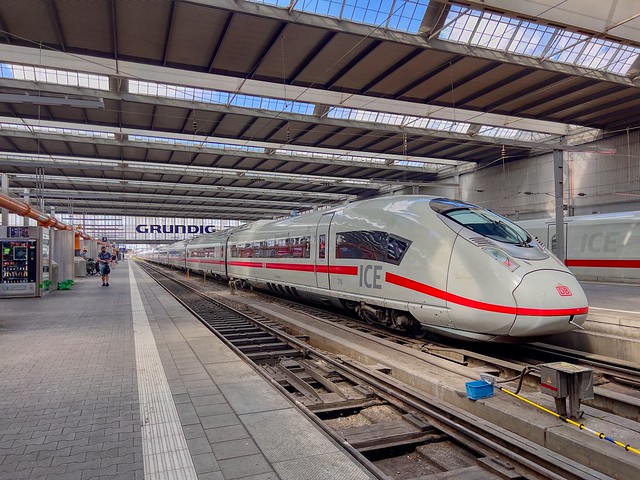 InterCityExpress (ICE) train at Munich main train station in Bavaria, Germany