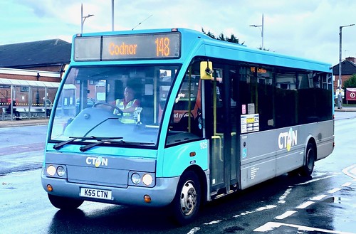 K55 CTN ‘CT4N (Community Transport For Nottingham)’ No. 925 on hire to ‘Derbyshire Community Transport (Trading) Ltd’. Optare Solo M850SL /1 on Dennis Basford’s railsroadsrunways.blogspot.co.uk’