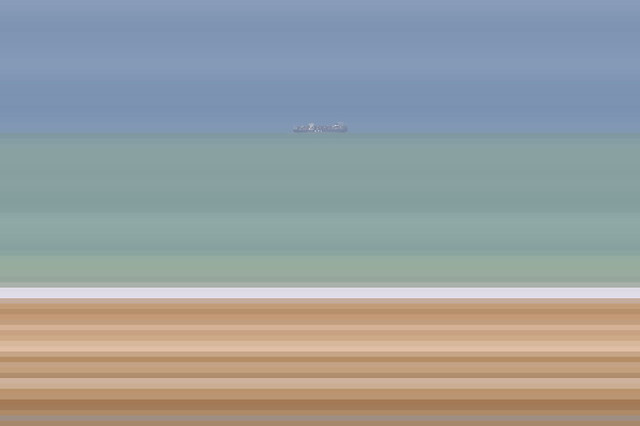 Beachscape with Container Ship