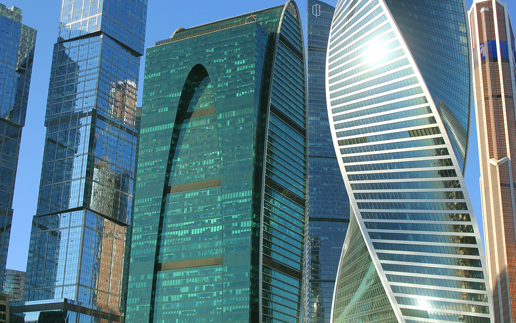 Russia, the Moscow International Business Centre, towers from left to right:  