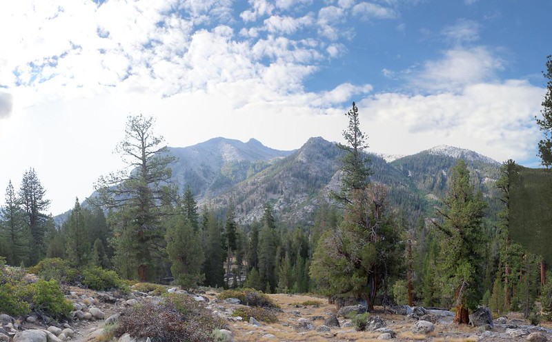 Mount Henry (12196 feet elevation) to the south above the South Fork San Joaquin River on the John Muir Trail