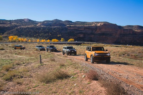 The broncos, off to learn how to off-road!  Bronco Ranch, Kokopelli Trail, Dewey Bridge, Moab, Utah