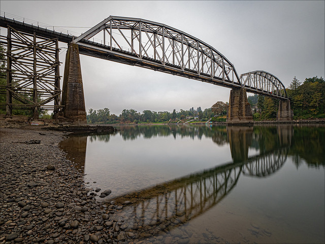 Lake Oswego Railroad Bridge • Lower River Level North Side Reflection