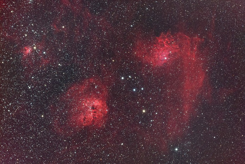 IC405 勾玉星雲, IC410 おたまじゃくし星雲, IC417 (2022/11/3 01:19)