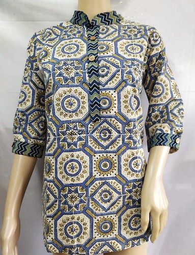 Natural handblock cotton short top | by kutchi_kurti