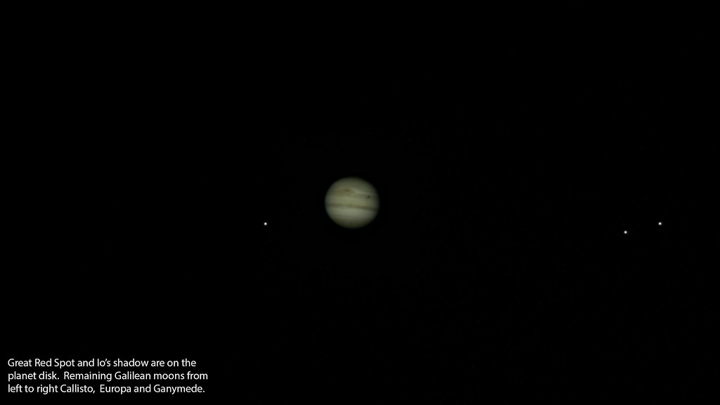 Jupiter GRS Io's shadow and 3 moons