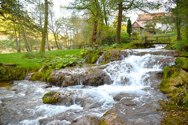 Small waterfalls on river Slunjčica in Rastoke near Slunj...