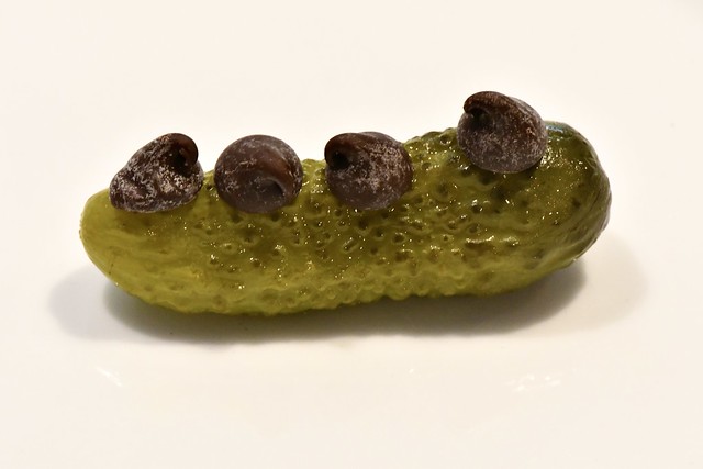 Four Chocolate Chips on a Pickle