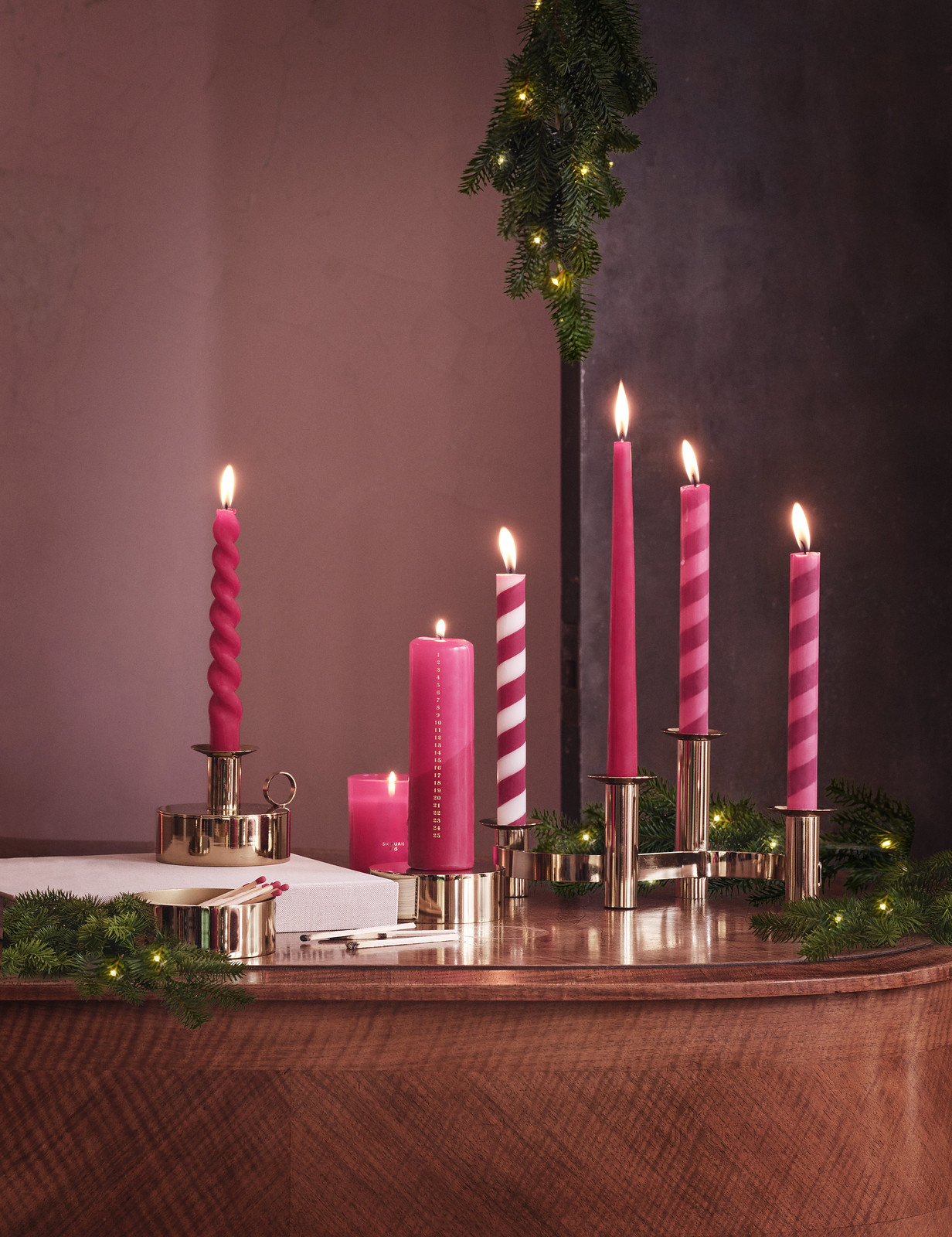 Red & Pink Striped Candles | H&M Home Christmas Collection | Affordable Holiday Decor | Christmas Tree Decorating | Inexpensive Christmas Decor | Red Christmas Decor | Living Room Christmas Decorating Ideas | Christmas Aesthetic | Christmas Decor Ideas | Vibrant Christmas Decor