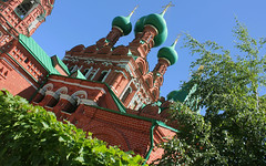 Russian Federation, Orthodox Moscow,  the fragment of the Life-giving Trinity Church in Ostankino (founded in 1558, built in 1692),  1st Ostankinskaya Street, Ostankinsky district.  Православнаѧ Црковь.