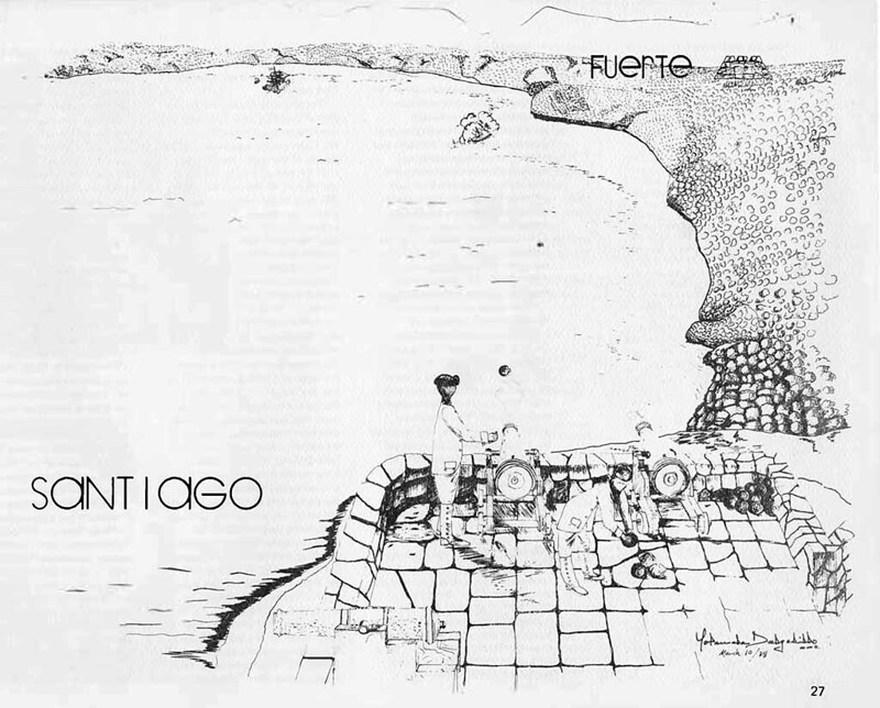 Illustrations of Fort Santiago from the Micronesian Area Research Center (MARC) 1979 publication, Spanish Forts of Guam, by Yolanda Degadillo, MMB; Thomas B. McGrath, SJ; and Felicia Plaza, MMB.