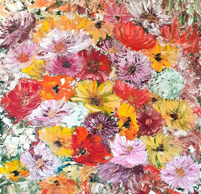 Flowers Painting Impasto Flowers Wall Art Size