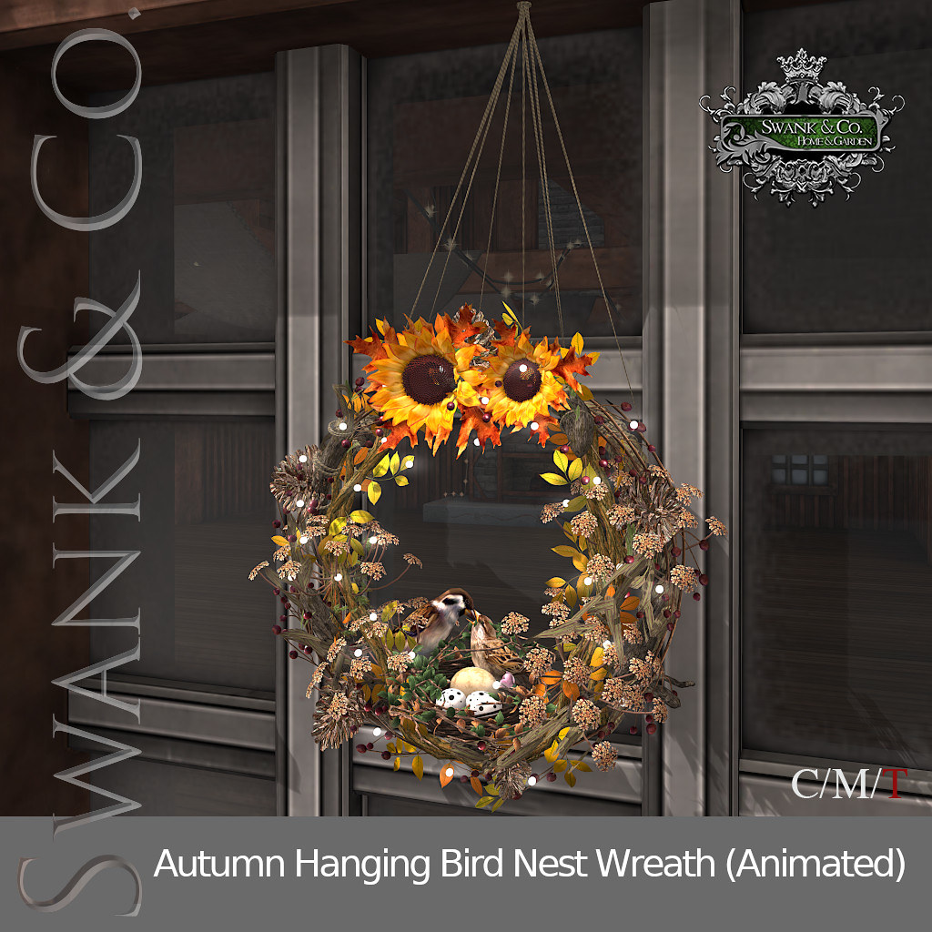 Autumn Hanging Bird Nest Wreath (Animated)