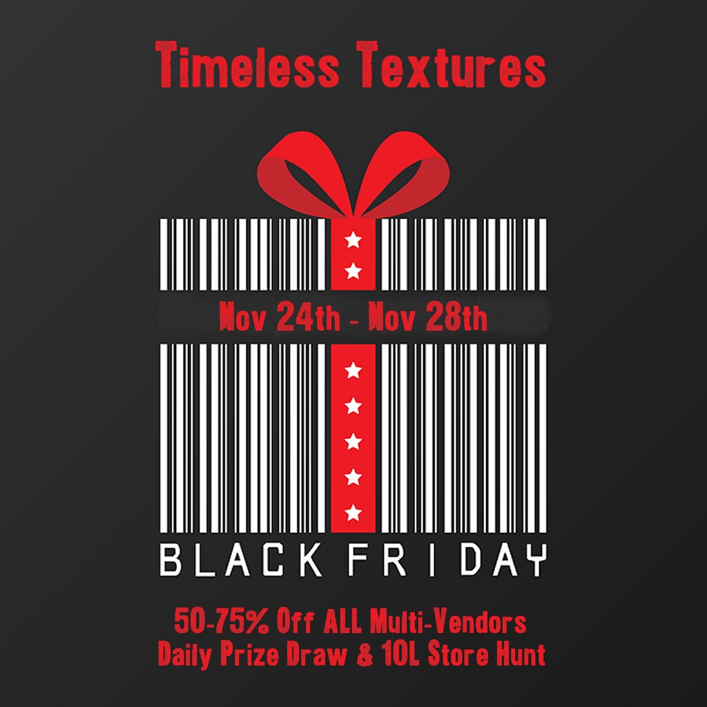 Timeless Textures 2022 Black Friday 50-75% Off, Prize Draw & 10L Store Hunt