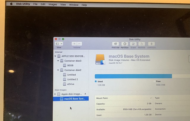 macOS Base System appears