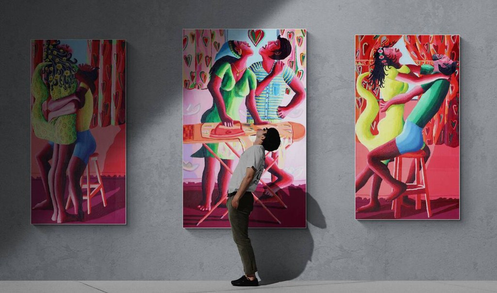 תצוגה תערוכה וירטואלית ציור גדול ענק צבעוני עכשווי מודרני ישראלי למכירה רפי פרץ צייר אמן אמנות ישראלית