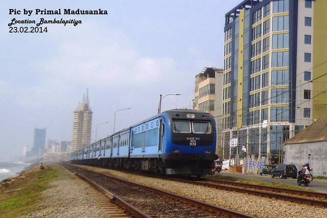 S12 936 on Galu Kumari Express train at Bambalapitiya (No 8057 Maradana-Matara) in 23.02.2014