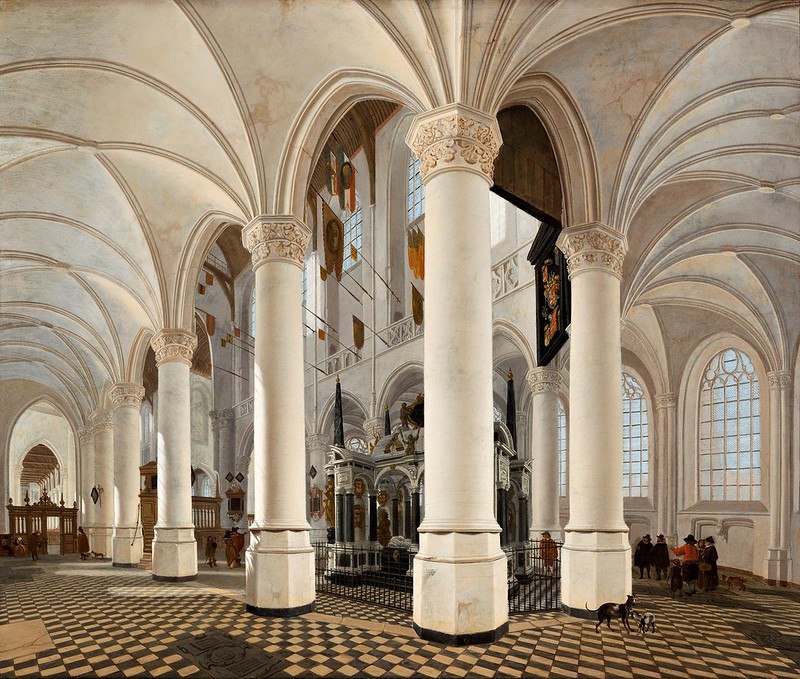 Gerard Houckgeest (c.1600-1661) - Ambulatory of the Nieuwe Kerk in Delft, with the Tomb of William the Silent (1651)