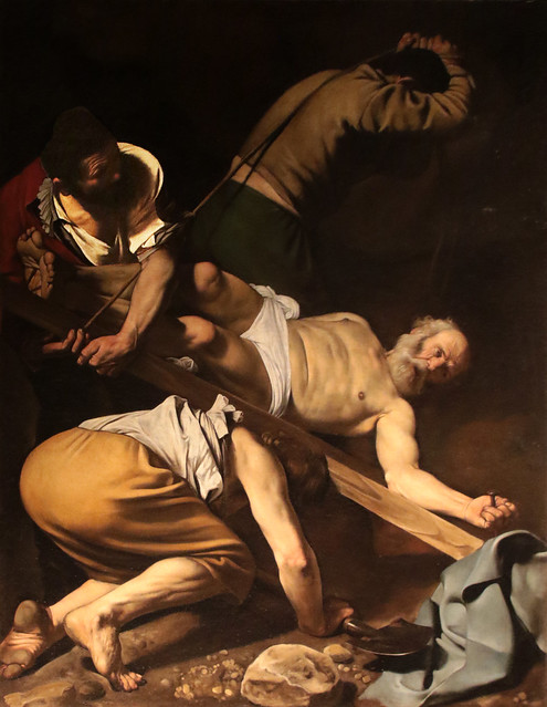 Caravaggio (Michelangelo Merisi 1571-1610) - Crocifissione di san Pietro (1600-1601) olio su tela dimensioni 230×175 cm - Basilica di Santa Maria del Popolo, Roma