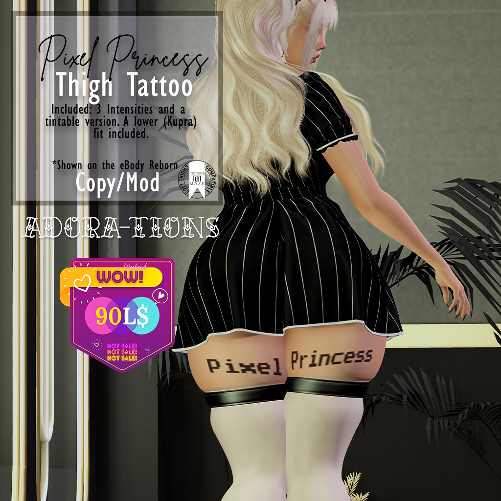 Adora-tions – Pixel Princess Thigh Tattoo for WOW Weekend