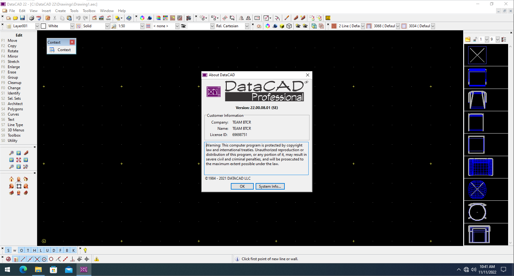 Working with DataCAD 2022 v22.00.08.01 (SE) full license