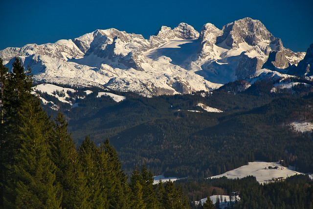 Winter view to the Dachstein mountain range