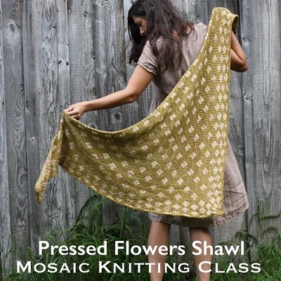 Want to learn how to do mosaic knitting starting with Amy Christoffers Pressed Flowers Shawl? This class has been rescheduled to Wednesday nights for 3 sessions, Nov 23, 30 and December 14 from 7-9 pm.