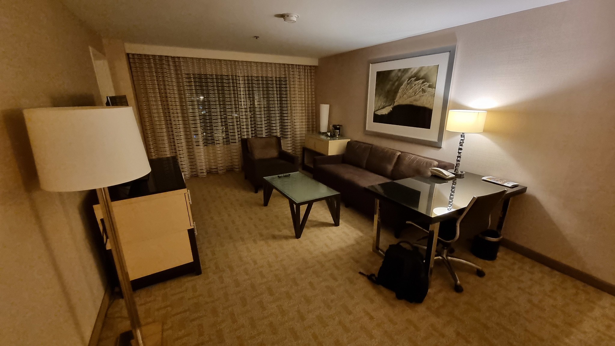 The lounge area in my room at the Hilton LAX