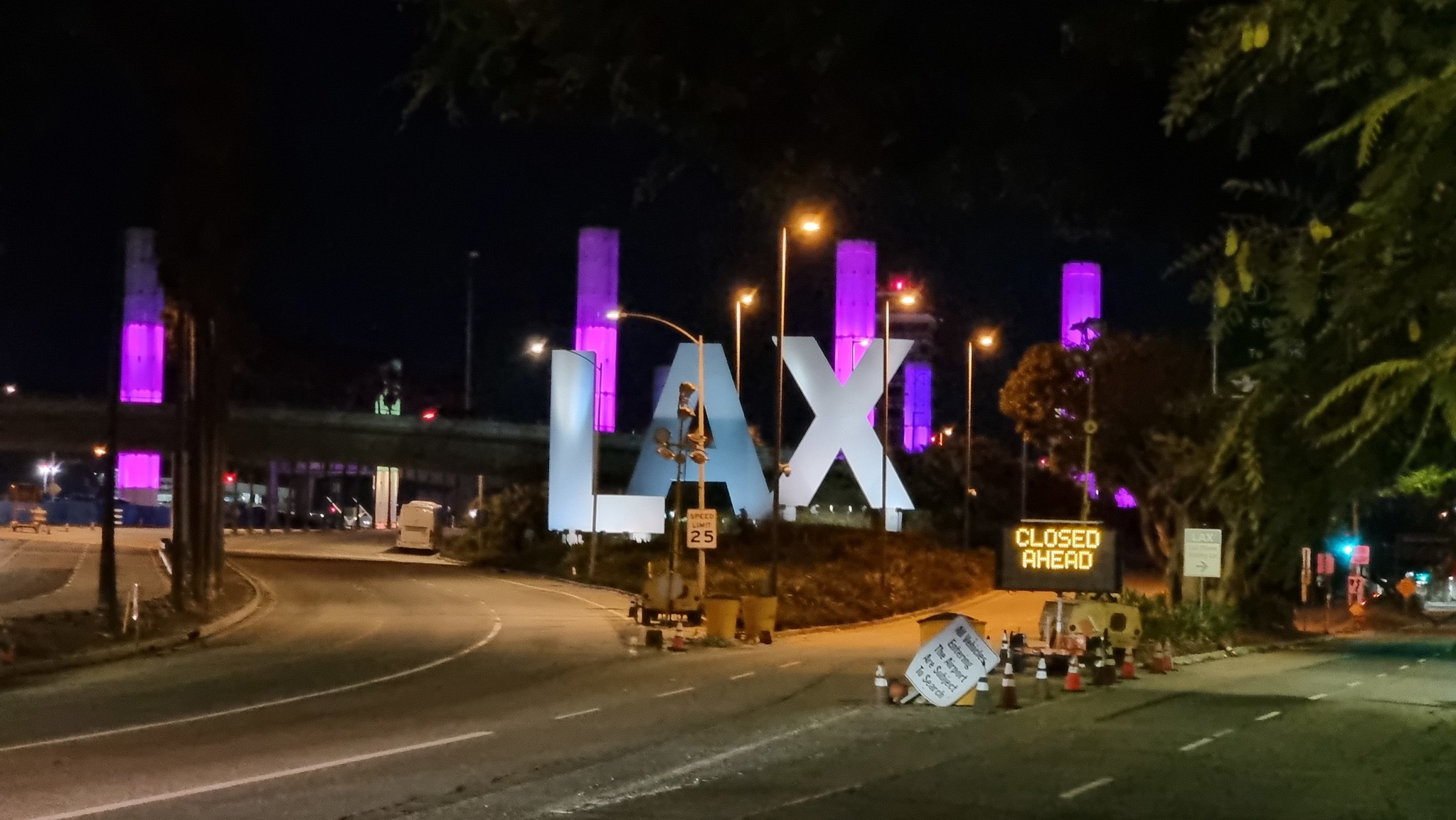 The famous LAX sign at Los Angeles airport