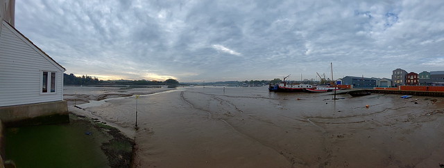 Looking down the River Deben, Woodbridge, at low tide. Pano. 13 11 2022