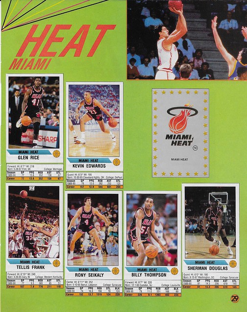 1990-91 Panini Sticker Book Team Page - Miami Heat