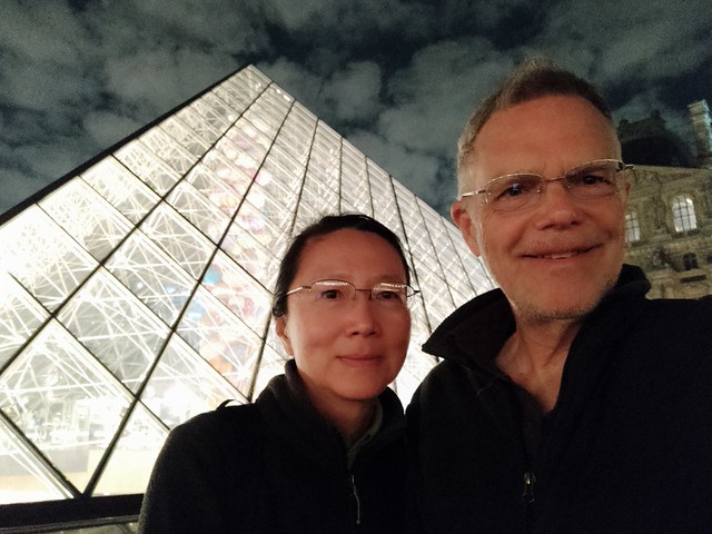 Ourselfies At Night - The Louvre Pyramid designed by I.M.Pei - Paris, France