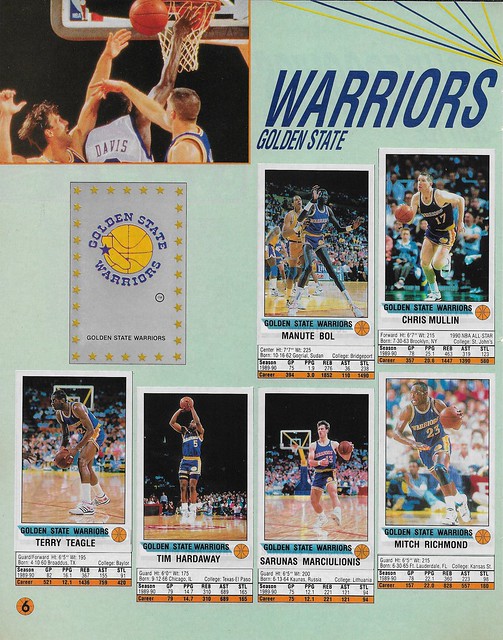 1990-91 Panini Sticker Book Team Page - Golden State Warriors