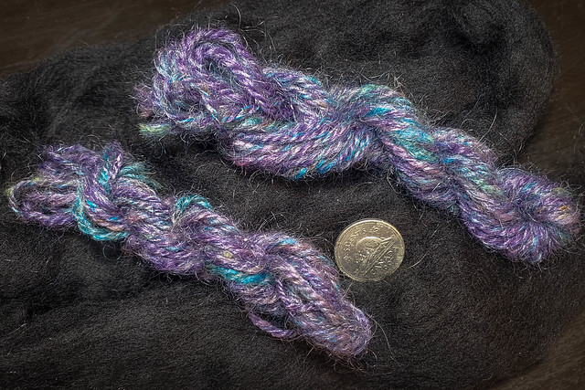 Two samples of yarn for a shawl