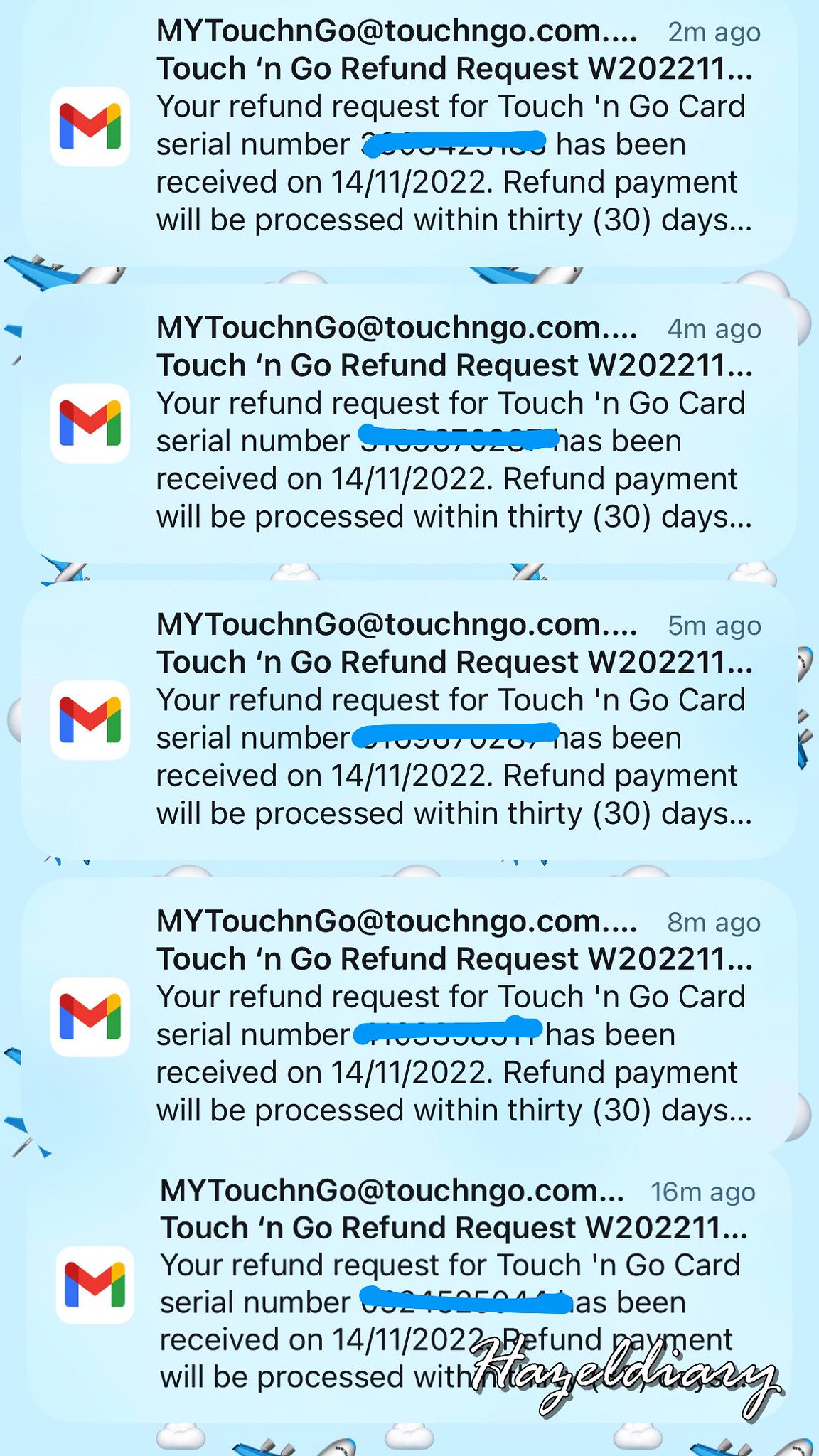 Email Confirmation refund touch n go