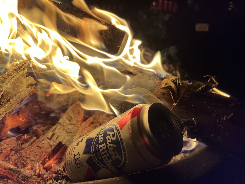 Pabst Blue Ribbon beer Can in a Bonfire | Elyse Horvath | Flickr