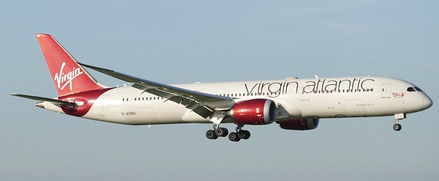 Boeing B787-9 Virgin Atlantic Airways G-VCRU approaching LHR London Heathrow Airport England