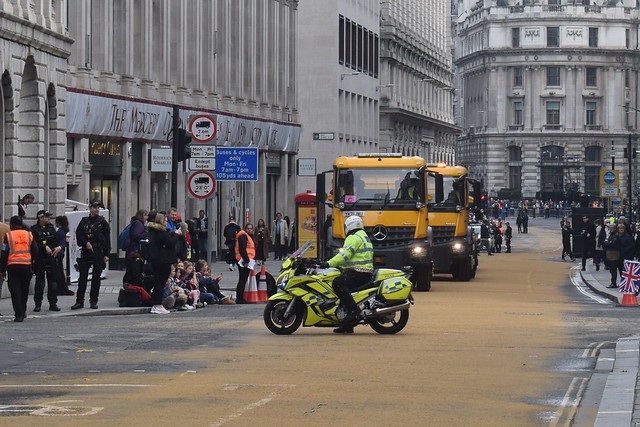 Police motorcylist on traffic duty