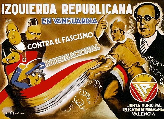 Izquierda republicana en vanguardia contra el fascismo internacional, c. 1936.
