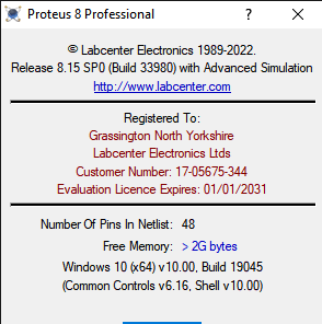 Proteus Professional 8.15 SP0 full license