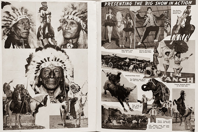 “Indians from Five Tribes” and “The Big Show in Action” in the Souvenir Program of the 101 Ranch Wild West Circus.  Golden Jubilee Tour (1946).
