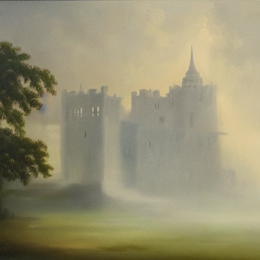'a fine art painting of a palace made of mist' Deforum Stable Diffusion v0.6