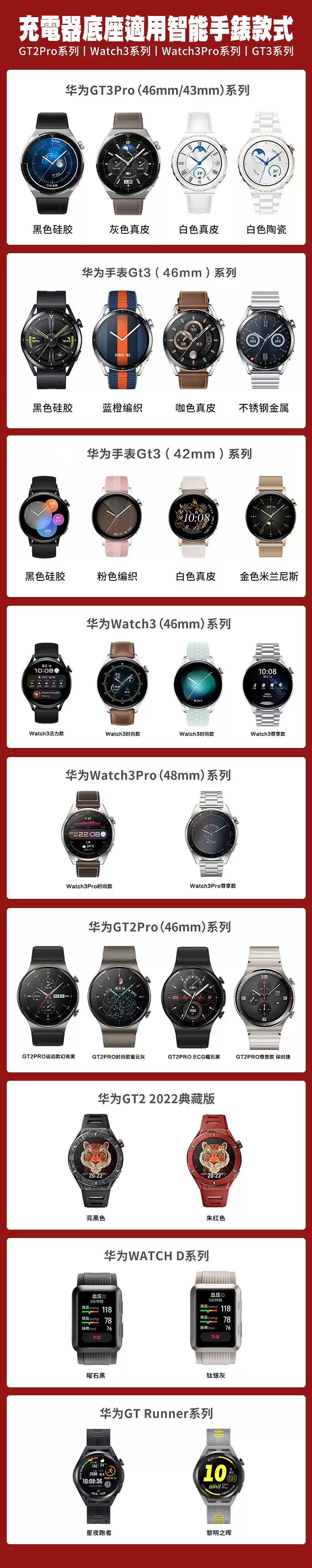 Huawei GT系列智能手錶適用無線磁吸充電底座